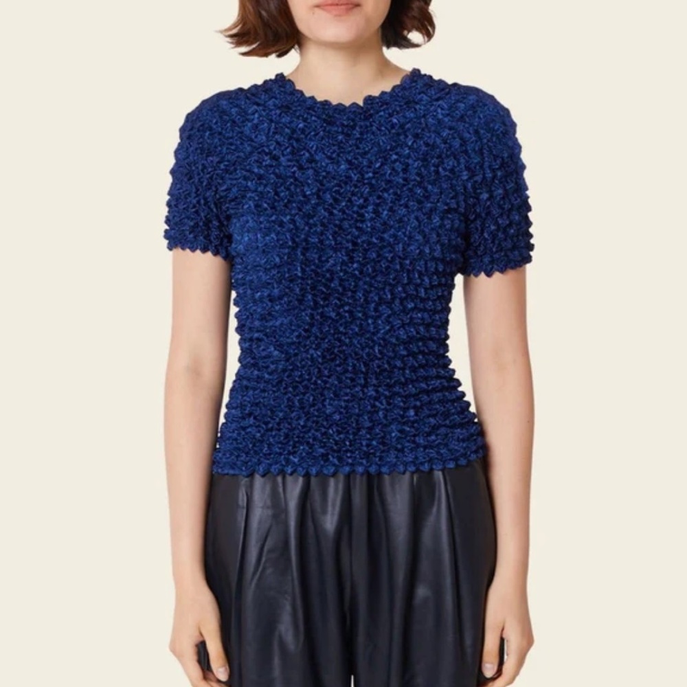 Women’s Find Me Now Bliss Top Scrunch‎ Popcorn Y2K Style Blouse Navy